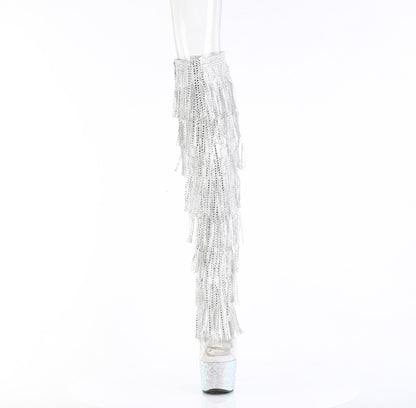 BEJEWELED-3019C-RSF- 7" Heel, 2 3/4" PF 8-Layer Fringe Over-The-Knee Boot w/RS