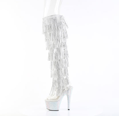 BEJEWELED-3019C-RSF- 7" Heel, 2 3/4" PF 8-Layer Fringe Over-The-Knee Boot w/RS