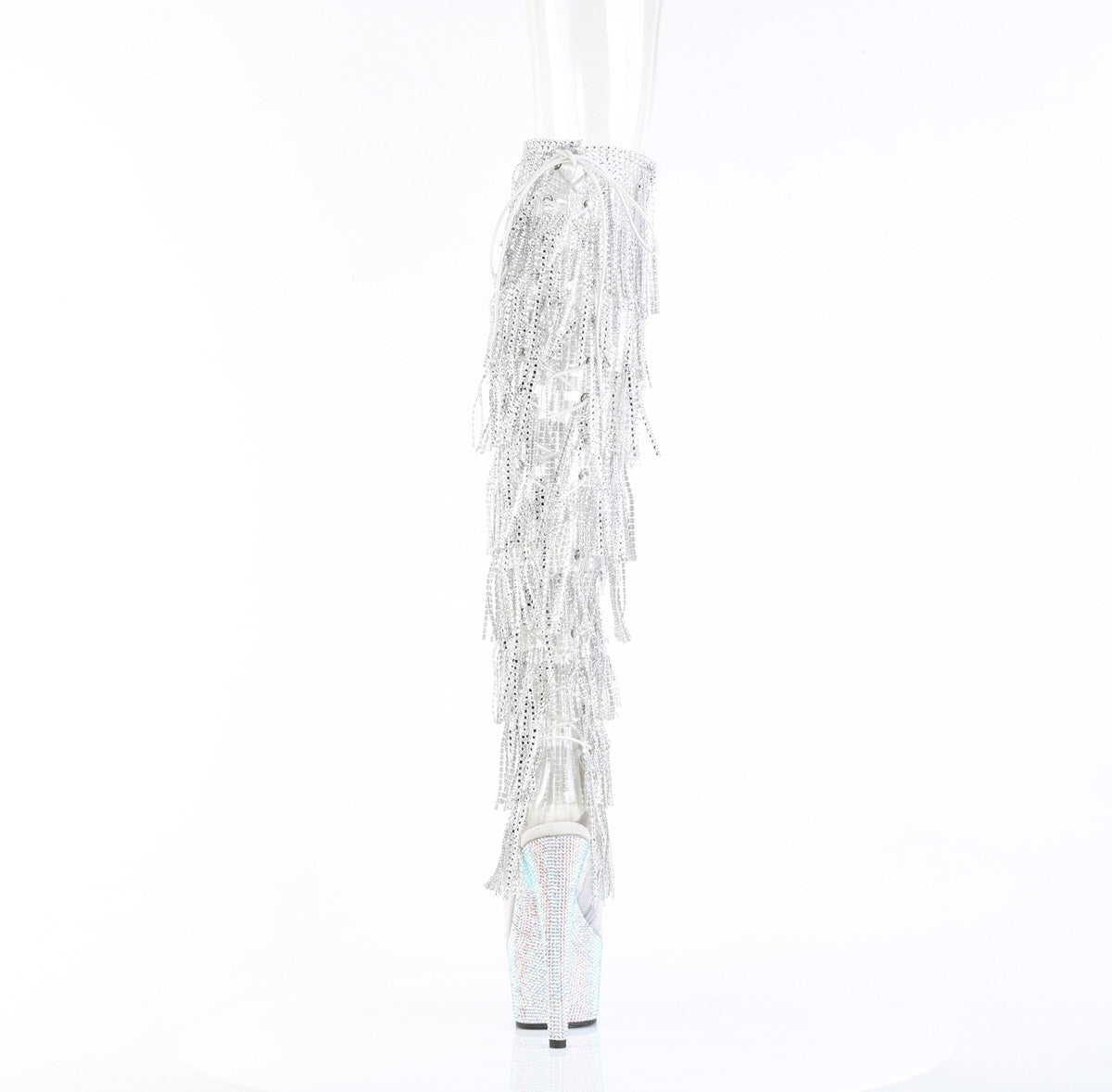 BEJEWELED-3019C-RSF- 7" Heel, 2 3/4" PF 8-Layer Fringe Over-The-Knee Boot w/RS
