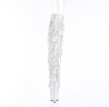 BEJEWELED-3019C-RSF- 7" Heel, 2 3/4" PF 8-Layer Fringe Over-The-Knee Boot w/RS
