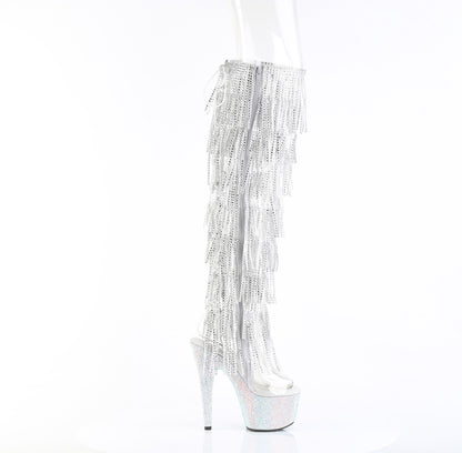 BEJEWELED-3019C-RSF- 7" Heel, 2 3/4" PF 8-Layer Fringe Over-The-Knee Boot w/RS