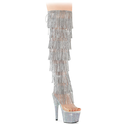 BEJEWELED-3019C-RSF- 7" Heel, 2 3/4" PF 8-Layer Fringe Over-The-Knee Boot w/RS