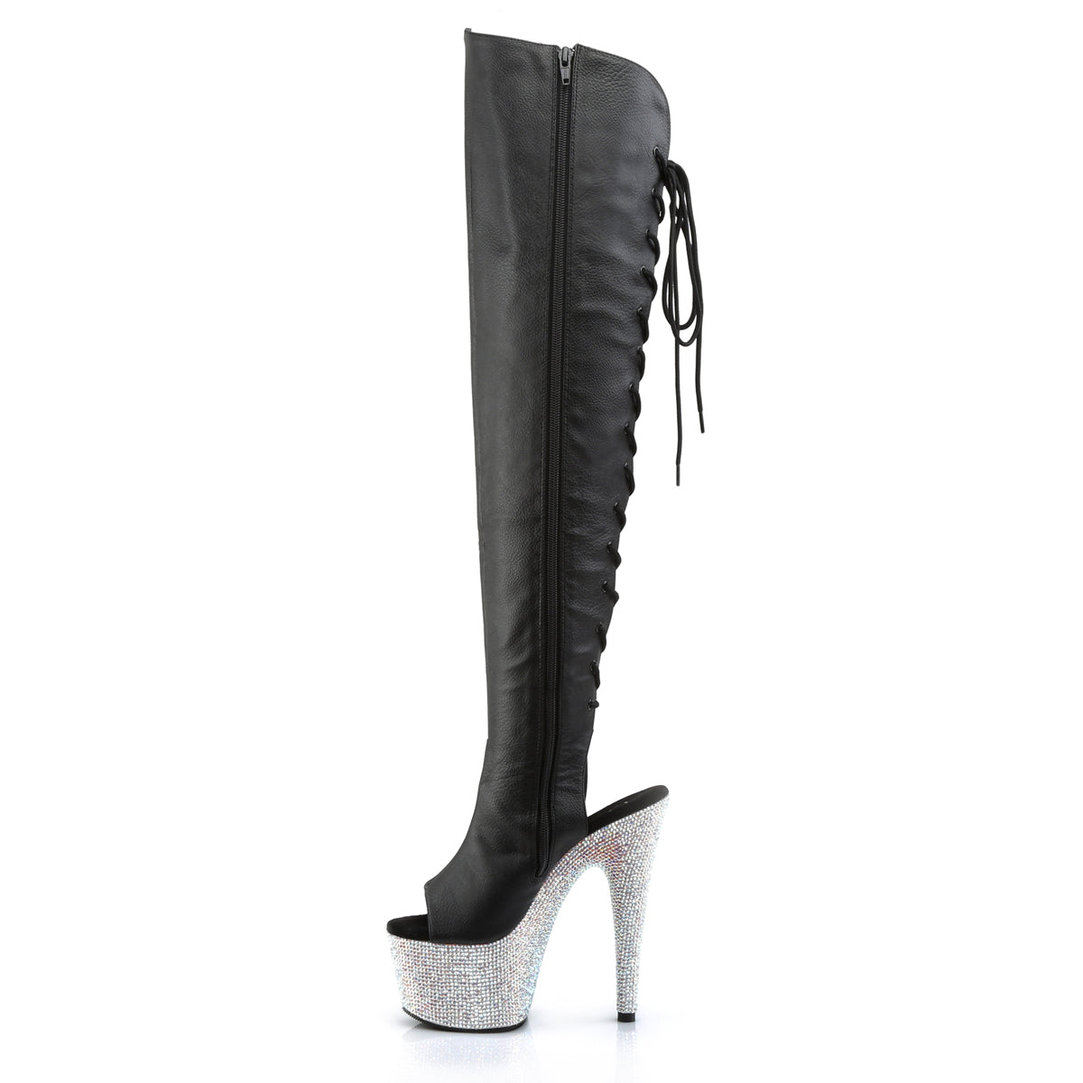 BEJEWELED-3019DM-7 7" Heel, 2 3/4"PF Open Toe/Heel Over-The Knee Boot, Side Zip