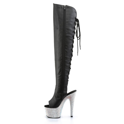 BEJEWELED-3019DM-7 7" Heel, 2 3/4"PF Open Toe/Heel Over-The Knee Boot, Side Zip