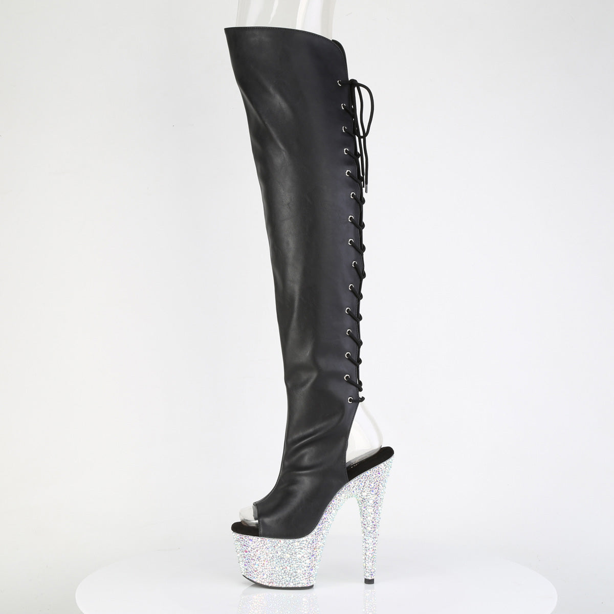 BEJEWELED-3019MS-7 7" Heel, 2 3/4" PF Open Toe/Back Over-The-Knee Boot w/RS