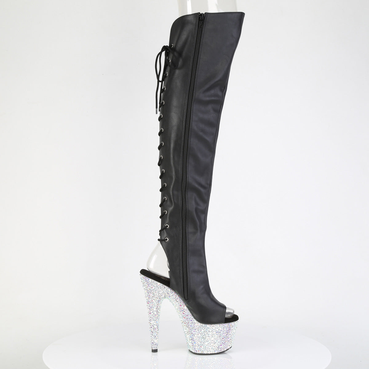 BEJEWELED-3019MS-7 7" Heel, 2 3/4" PF Open Toe/Back Over-The-Knee Boot w/RS