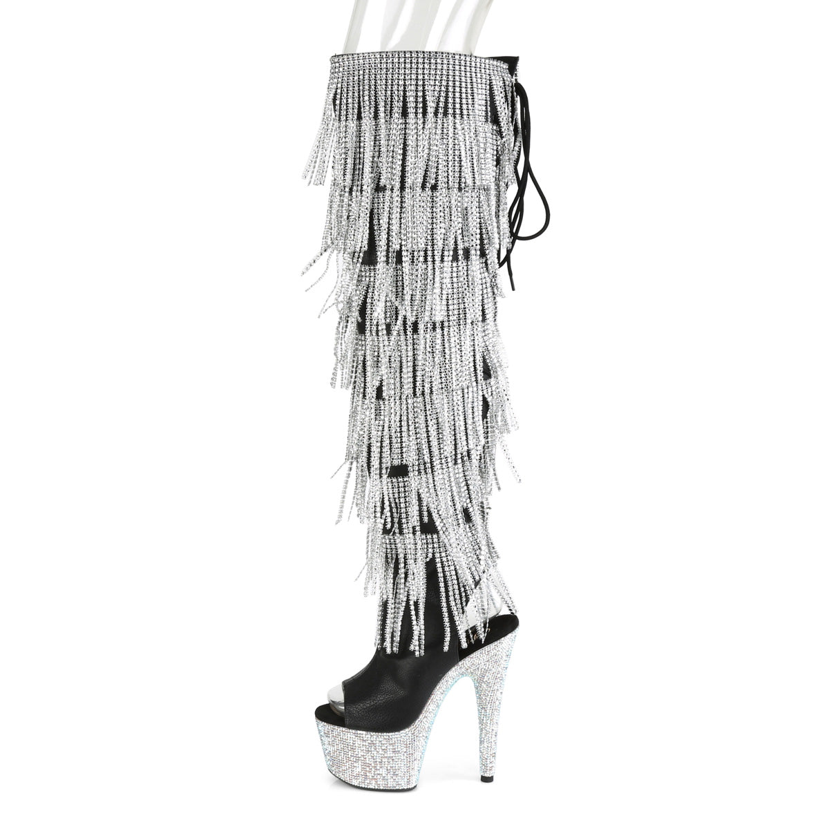 BEJEWELED-3019RSF-7 7" Heel, 2 3/4"PF Open Toe/Heel Over-The-Knee Boot, Side Zip