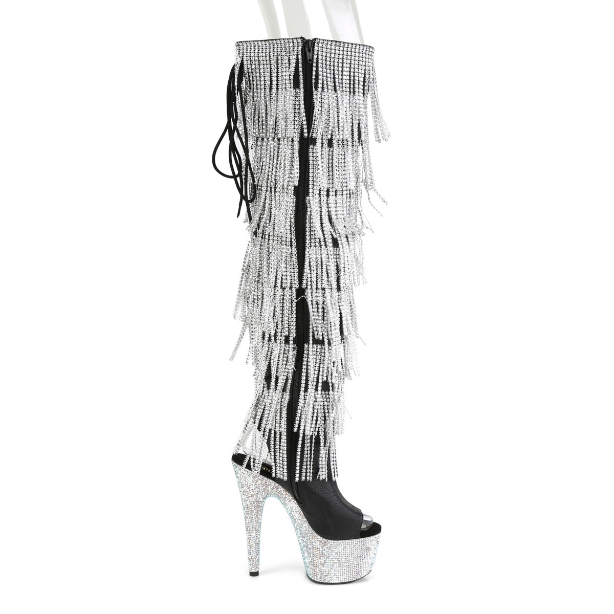 BEJEWELED-3019RSF-7 7" Heel, 2 3/4"PF Open Toe/Heel Over-The-Knee Boot, Side Zip