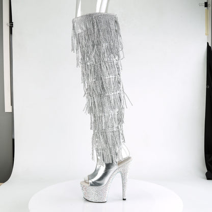 BEJEWELED-3019RSF-7 7" Heel, 2 3/4"PF Open Toe/Heel Over-The-Knee Boot, Side Zip
