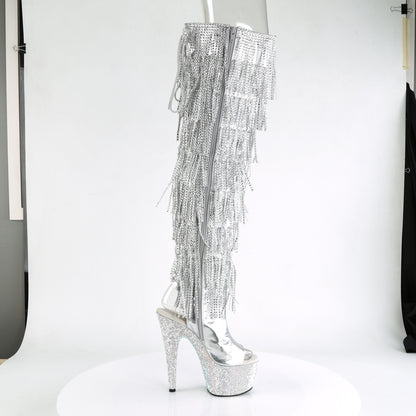 BEJEWELED-3019RSF-7 7" Heel, 2 3/4"PF Open Toe/Heel Over-The-Knee Boot, Side Zip
