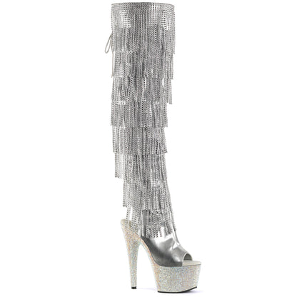 BEJEWELED-3019RSF-7 7" Heel, 2 3/4"PF Open Toe/Heel Over-The-Knee Boot, Side Zip