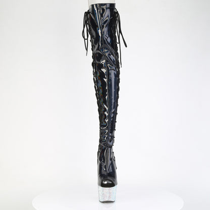 BEJEWELED-3052HG-7 7" Heel, 2 3/4" PF Open Toe/Back Side Lace Thigh Boot w/RS