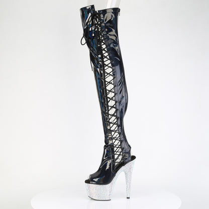 BEJEWELED-3052HG-7 7" Heel, 2 3/4" PF Open Toe/Back Side Lace Thigh Boot w/RS