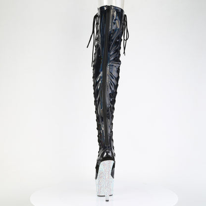 BEJEWELED-3052HG-7 7" Heel, 2 3/4" PF Open Toe/Back Side Lace Thigh Boot w/RS