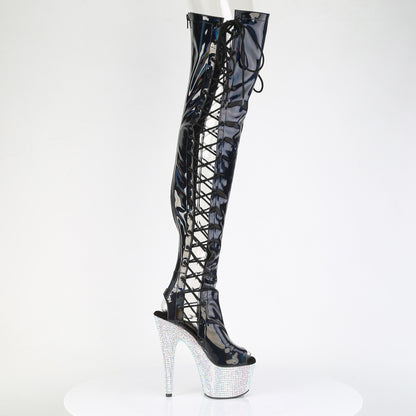 BEJEWELED-3052HG-7 7" Heel, 2 3/4" PF Open Toe/Back Side Lace Thigh Boot w/RS
