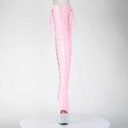 BEJEWELED-3052HG-7 7" Heel, 2 3/4" PF Open Toe/Back Side Lace Thigh Boot w/RS