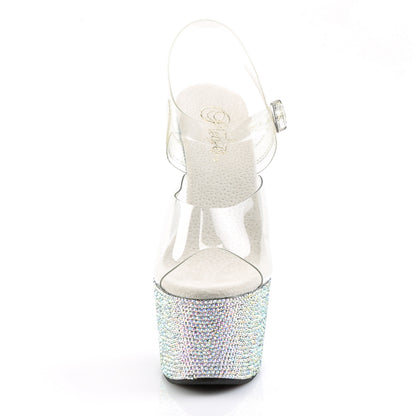 BEJEWELED-708DM 7" Heel, 2 3/4" PF Ankle Strap Sandal w/ RS