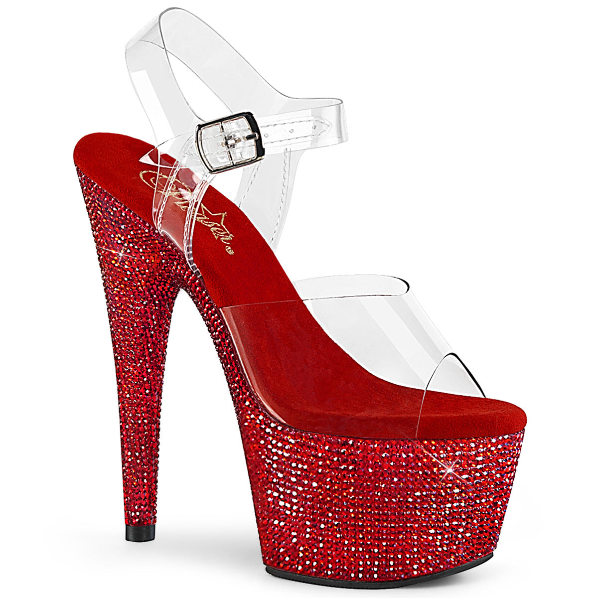 BEJEWELED-708DM 7" Heel, 2 3/4" PF Ankle Strap Sandal w/RS