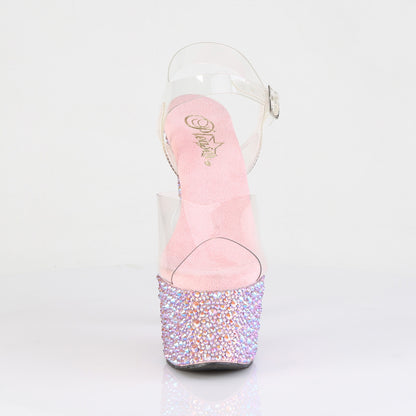 BEJEWELED-708MS 7" Heel, 2 3/4" PF Ankle Strap Sandal w/Multi Sized RS