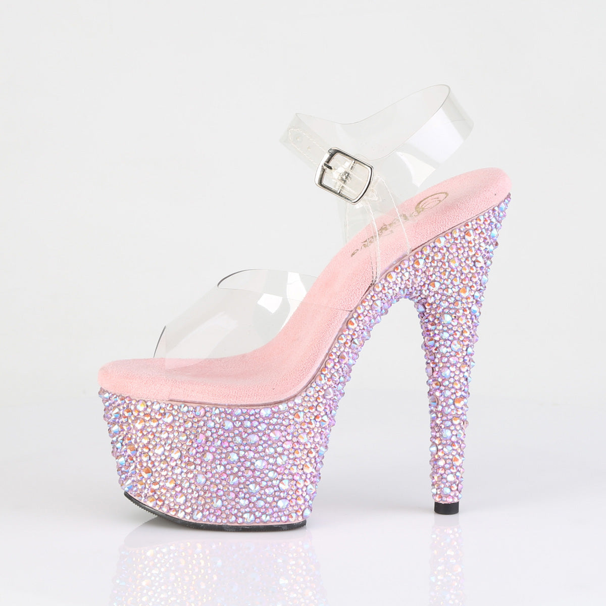 BEJEWELED-708MS 7" Heel, 2 3/4" PF Ankle Strap Sandal w/Multi Sized RS