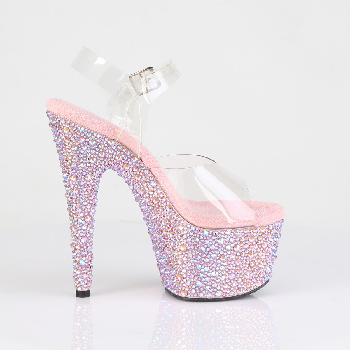 BEJEWELED-708MS 7" Heel, 2 3/4" PF Ankle Strap Sandal w/Multi Sized RS