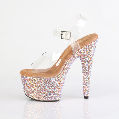 BEJEWELED-708MS 7" Heel, 2 3/4" PF Ankle Strap Sandal w/Multi Sized RS