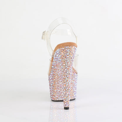 BEJEWELED-708MS 7" Heel, 2 3/4" PF Ankle Strap Sandal w/Multi Sized RS