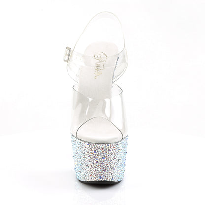 BEJEWELED-708MS 7" Heel, 2 3/4" PF Ankle Strap Sandal w/Multi Sized RS