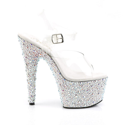 BEJEWELED-708MS 7" Heel, 2 3/4" PF Ankle Strap Sandal w/Multi Sized RS