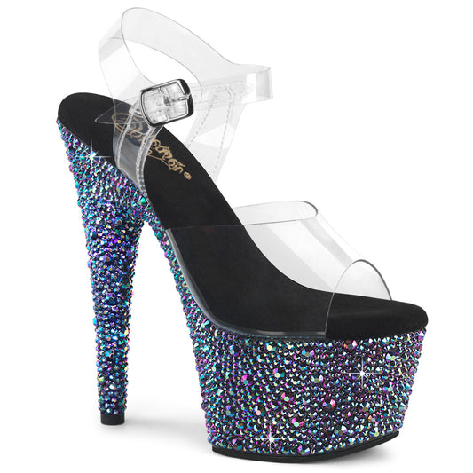 BEJEWELED-708MS 7" Heel, 2 3/4" PF Ankle Strap Sandal w/Multi Sized RS