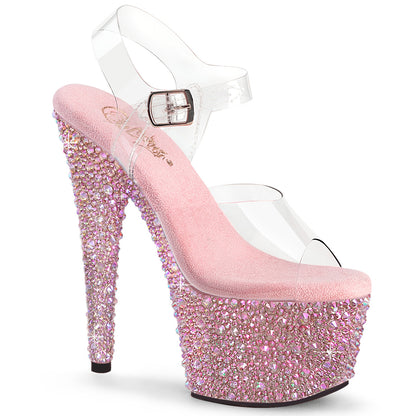 BEJEWELED-708MS 7" Heel, 2 3/4" PF Ankle Strap Sandal w/Multi Sized RS