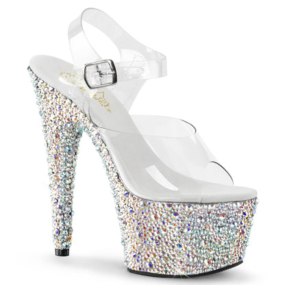 BEJEWELED-708MS 7" Heel, 2 3/4" PF Ankle Strap Sandal w/Multi Sized RS