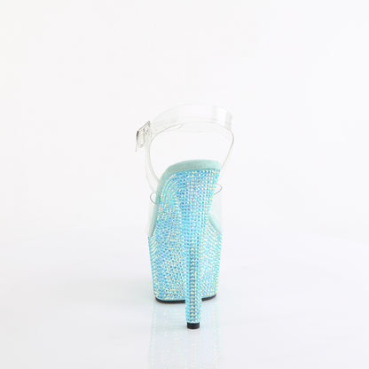 BEJEWELED-708RRS *7" Heel, 2 3/4" PF Ankle Strap Sandal w/ Resin RS
