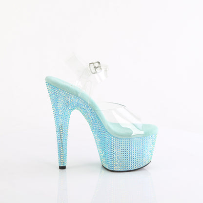 BEJEWELED-708RRS *7" Heel, 2 3/4" PF Ankle Strap Sandal w/ Resin RS