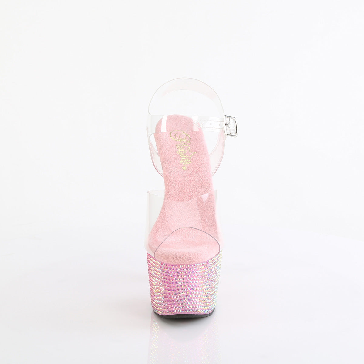 BEJEWELED-708RRS *7" Heel, 2 3/4" PF Ankle Strap Sandal w/ Resin RS