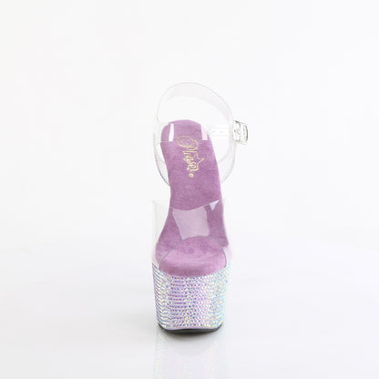 BEJEWELED-708RRS 7" Heel, 2 3/4" PF Ankle Strap Sandal w/ Resin RS