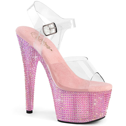 BEJEWELED-708RRS *7" Heel, 2 3/4" PF Ankle Strap Sandal w/ Resin RS