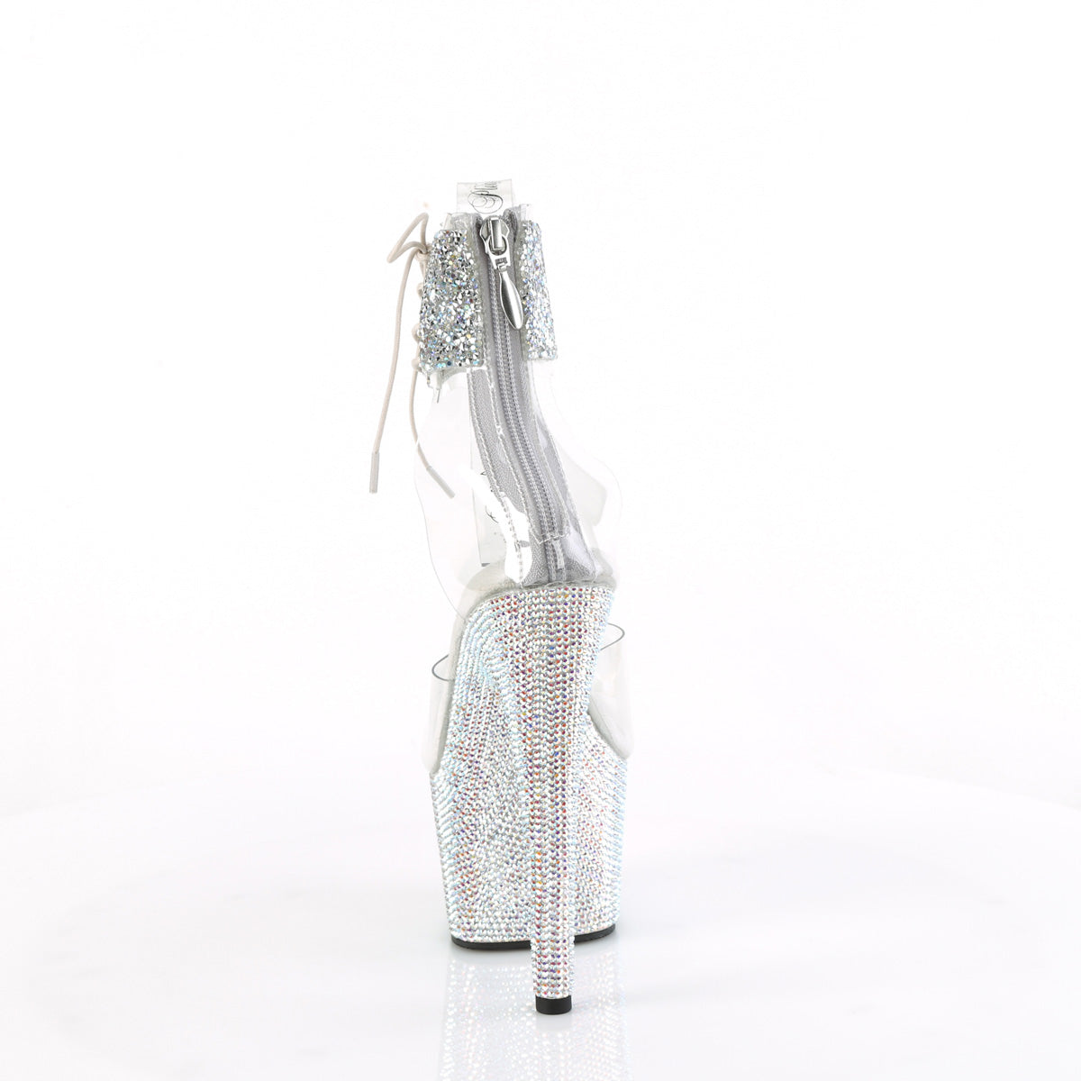 BEJEWELED-724RS-02 7" Heel, 2 3/4" PF Ankle Cuff Sandal w/RS, Back Zip