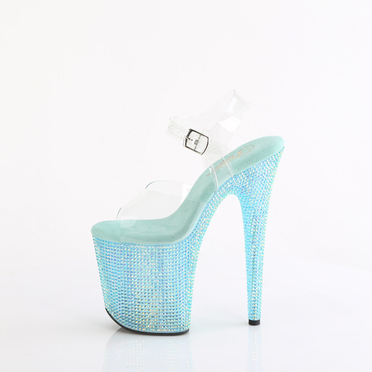 BEJEWELED-808RRS *8" Heel, 4" PF Ankle Strap Sandal w/ Resin RS