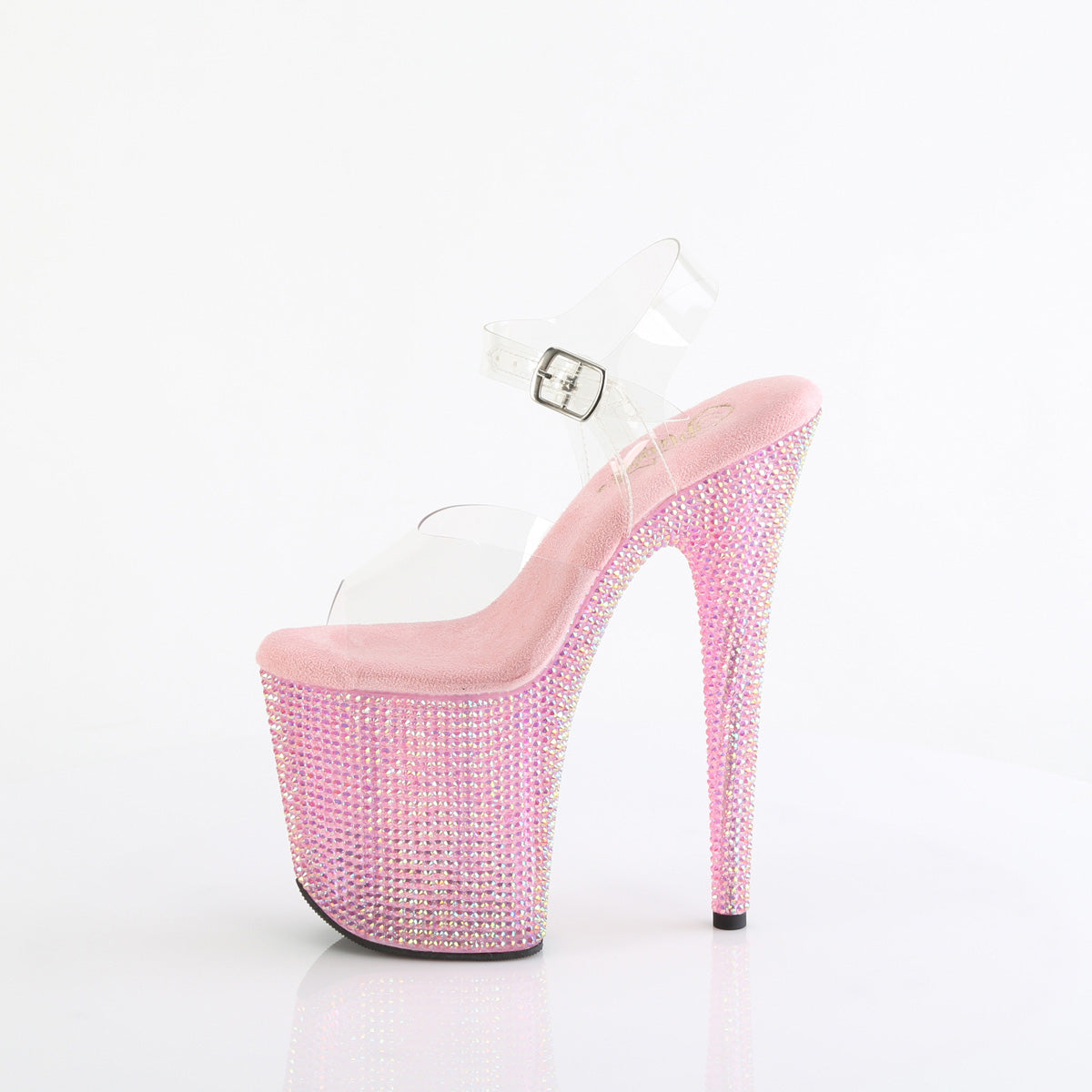 BEJEWELED-808RRS *8" Heel, 4" PF Ankle Strap Sandal w/ Resin RS