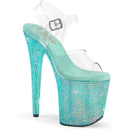 BEJEWELED-808RRS *8" Heel, 4" PF Ankle Strap Sandal w/ Resin RS