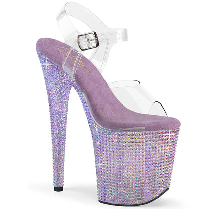 BEJEWELED-808RRS 8" Heel, 4" PF Ankle Strap Sandal w/ Resin RS