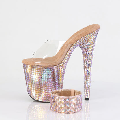 BEJEWELED-812RS 8" Heel, 4" PF RS Embellished Slide w/ Matching
