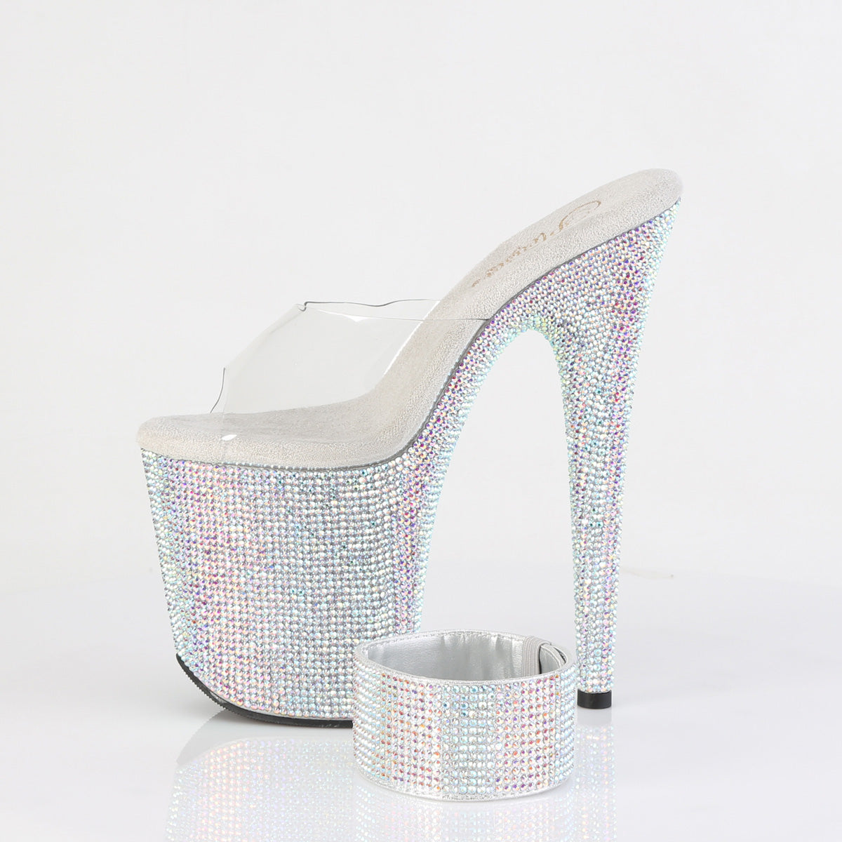 BEJEWELED-812RS 8" Heel, 4" PF RS Embellished Slide w/ Matching