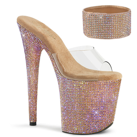 BEJEWELED-812RS 8" Heel, 4" PF RS Embellished Slide w/ Matching