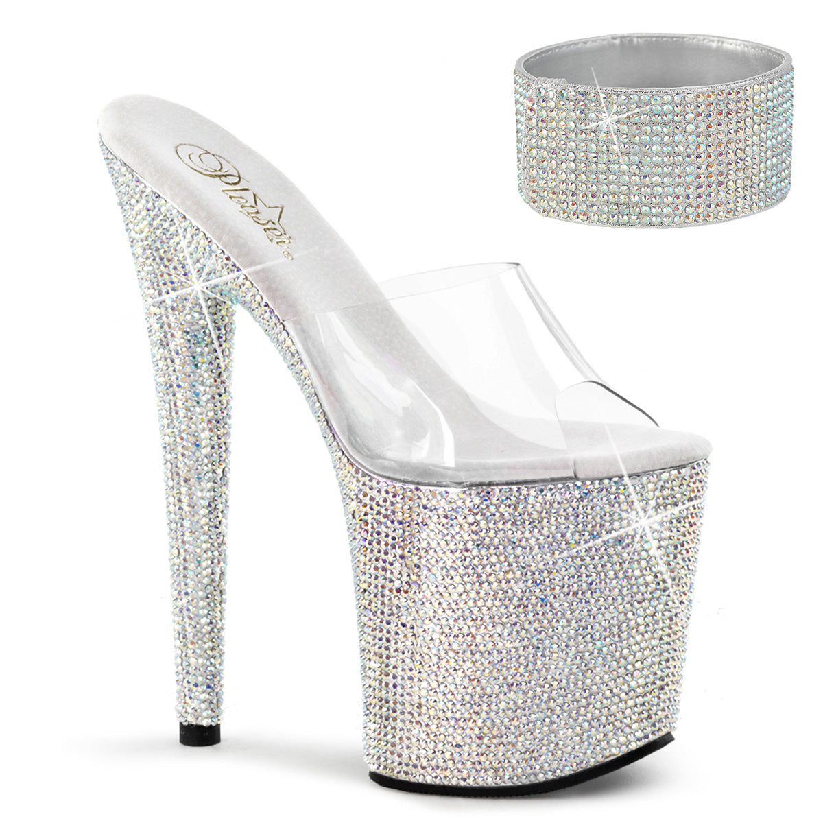 BEJEWELED-812RS 8" Heel, 4" PF RS Embellished Slide w/ Matching