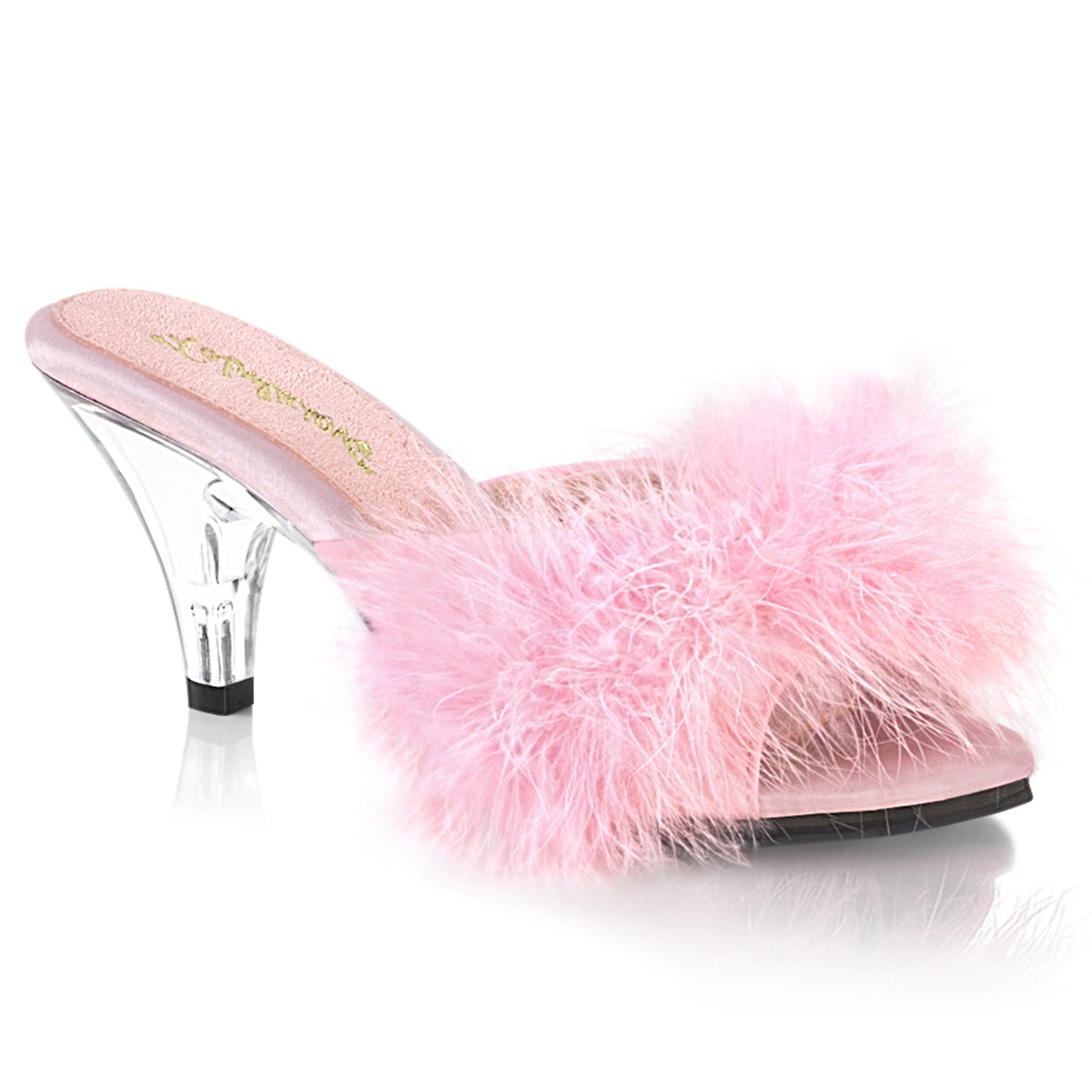 BELLE-301F 3" Heel, 1/8" Mini PF Marabou Fur Slide
