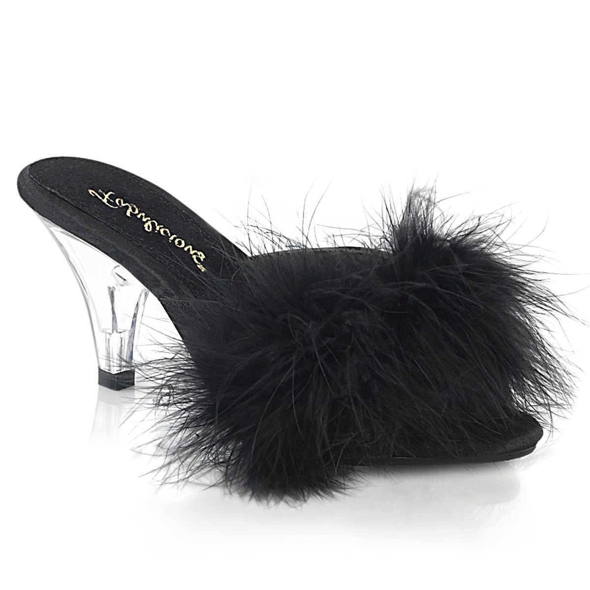 BELLE-301F 3" Heel, 1/8" Mini PF Marabou Fur Slide