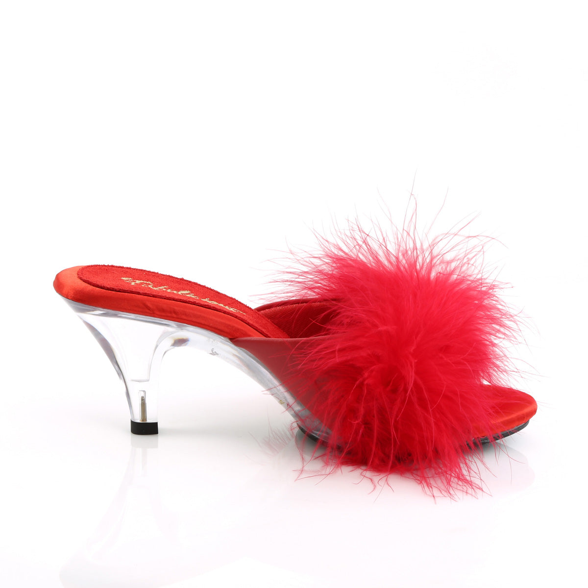 BELLE-301F 3" Heel, 1/8" Mini PF Marabou Fur Slide