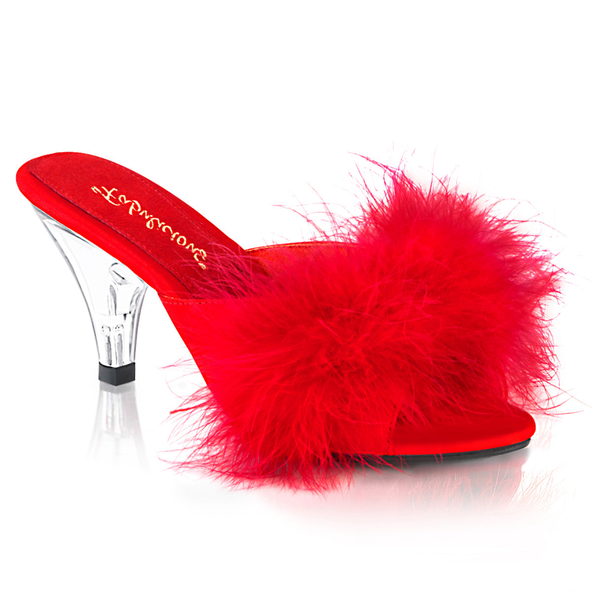 BELLE-301F 3" Heel, 1/8" Mini PF Marabou Fur Slide